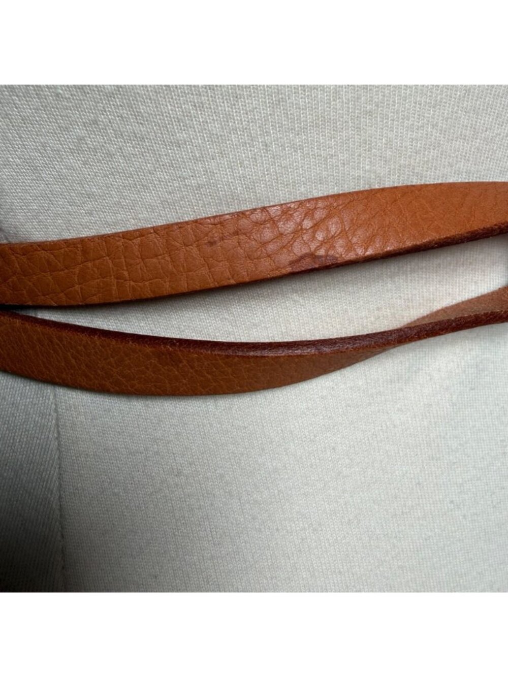 J Jill Brown Leather Skinny Double Belt Womens M Hand Stitched Details Boho - Picture 9 of 10